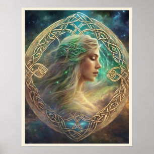 Celtic Knot Blond Hair Fancition Portrait Woman Poster