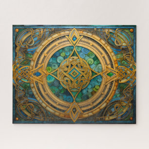 Celtic Knot Blue Green Gold Knüpfarbeit Puzzle