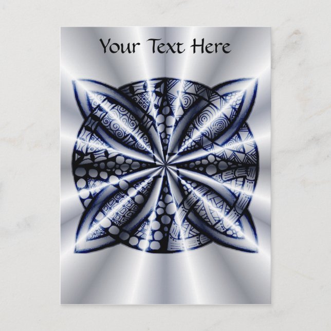 Celtic Knot Blue Tangled Doodle Design Postkarte (Vorderseite)