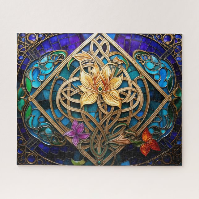 Celtic Knot Blume Gold Knüpfarbeit Puzzle (Horizontal)