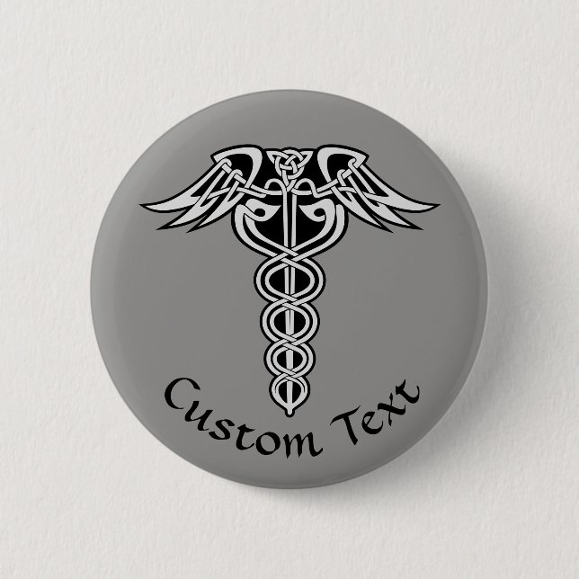 Celtic Knot Caduceus Button (Vorderseite)