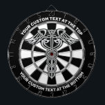 Celtic Knot Caduceus Dartboard mit benutzerdefinie Dartscheibe<br><div class="desc">Doppelschlangen-Kadukeus. Durch keltisches Knoten-Design inspiriertes Bild. Vector Symbol mit benutzerdefinierten Farben. Leicht anpassbare Dartboard-Farben. Zwei benutzerdefinierte Textbereiche.</div>