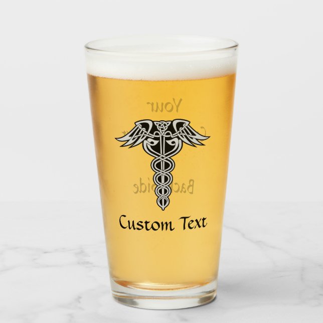 Celtic Knot Caduceus Glas (Vorne (Gefüllt))