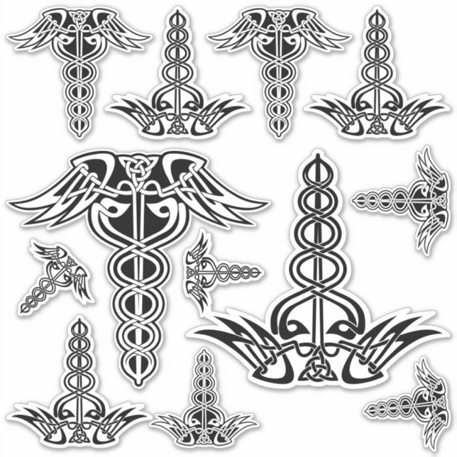 Celtic Knot Caduceus Sticker Set (Vorderseite)