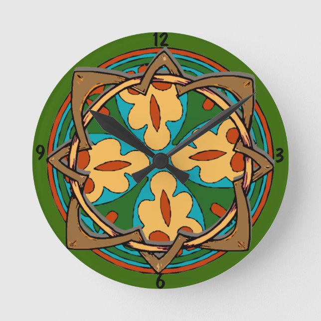 Celtic Knot Clock Face Runde Wanduhr (Vorderseite)