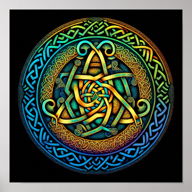 Celtic Knot Colorful Knüpfarbeit Poster (Vorne)
