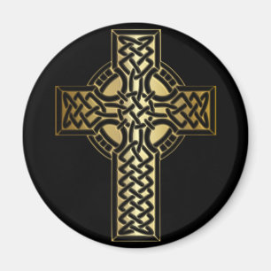 Celtic Knot Cross in Gold und Schwarz Magnet