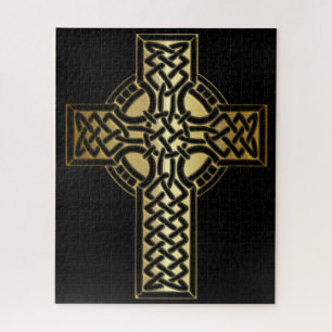 Celtic Knot Cross in Gold und Schwarz Puzzle
