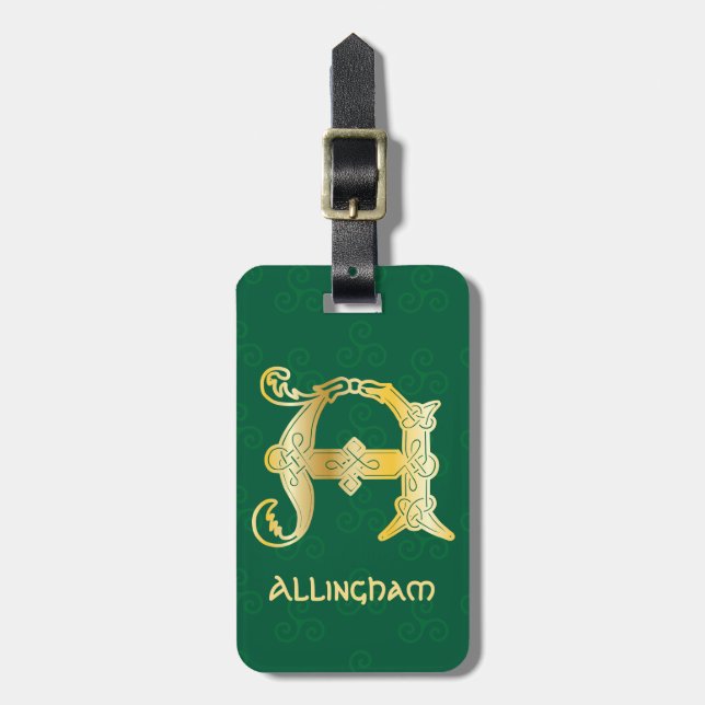 Celtic Knot Decorative Hauptstadt A des 16. Jahrhu Gepäckanhänger (Vorderseite vertikal)