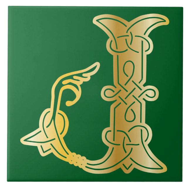 Celtic Knot Decorative Hauptstadt J Fliese (Vorderseite)