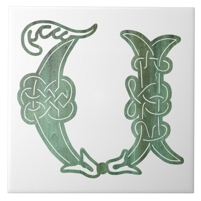 Celtic Knot Decorative Hauptstadt U Cera Fliese (Vorderseite)
