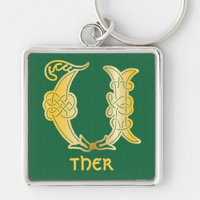 Celtic Knot Decorative Hauptstadt U Schlüsselanhänger (Vorne)
