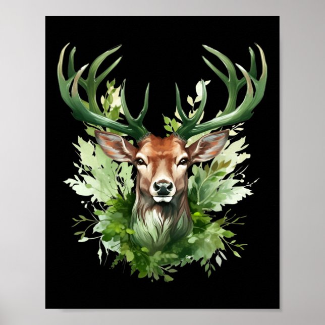 Celtic Knot Deer Irish Elk Green St. Patrick's Day Poster (Vorne)