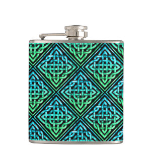 Celtic Knot - Diamond Blue Green Flachmann