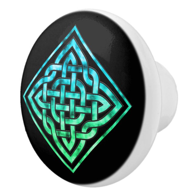 Celtic Knot - Diamond Blue Green Keramikknauf (Rechts)