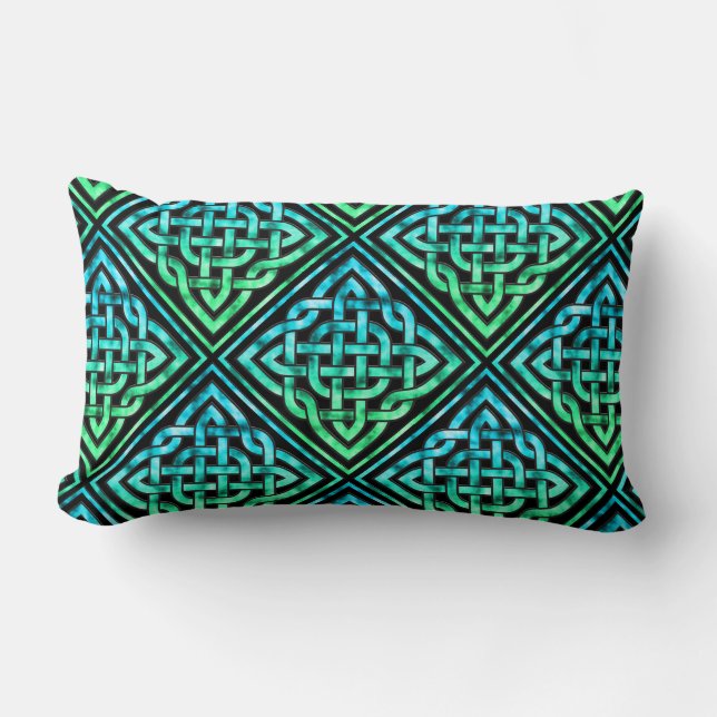 Celtic Knot - Diamond Blue Green Lendenkissen (Vorderseite)