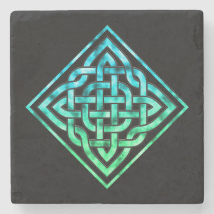 Celtic Knot - Diamond Blue Green Steinuntersetzer