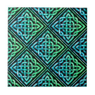 Celtic Knot - Diamond Blue Green Tile Keramik Tile Fliese
