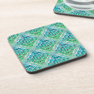 Celtic Knot - Diamond Tile Blue Green Getränkeuntersetzer
