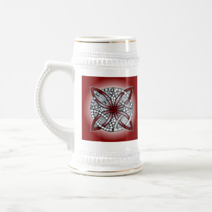 Celtic Knot Doodle Maroon Red Bierglas