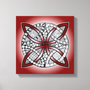Celtic Knot Doodle Maroon Red Leinwanddruck