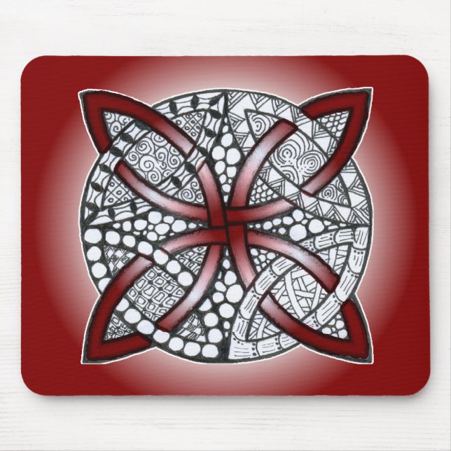 Celtic Knot Doodle Maroon Red Mousepad (Vorne)