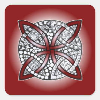 Celtic Knot Doodle Maroon Red Quadratischer Aufkleber