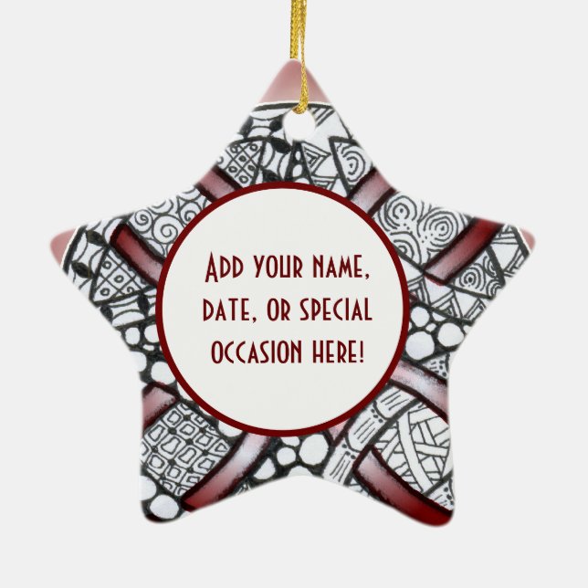 Celtic Knot Doodle Maroon Rote Keramik Ornament (Hinten)
