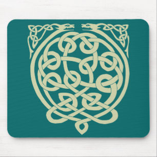 Celtic Knot Dragons - Schwarz & Weiß Mousepad