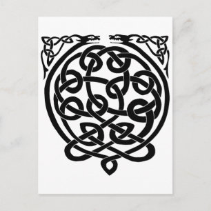 Celtic Knot Dragons - Schwarz & Weiß Postkarte