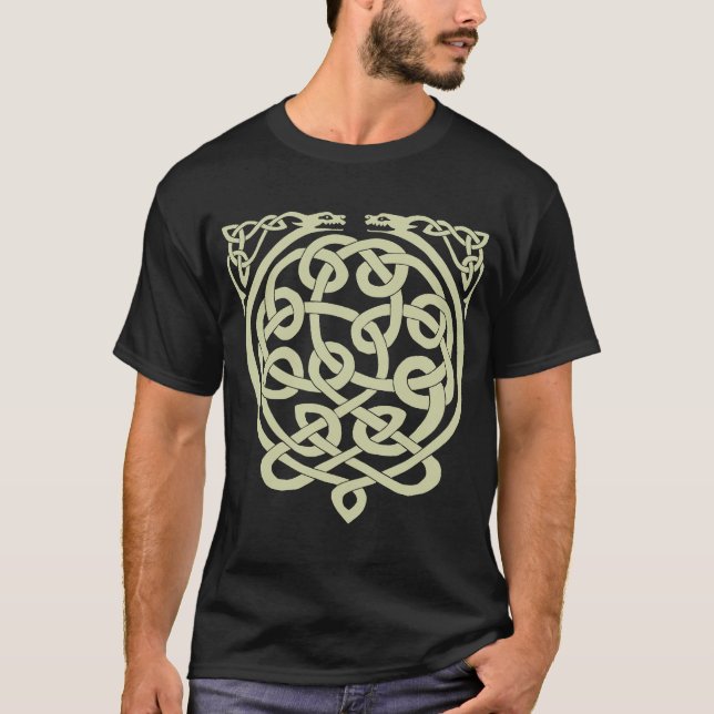 Celtic Knot Dragons - Schwarz & Weiß T-Shirt (Vorderseite)