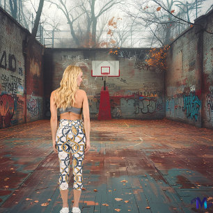 Celtic Knot Elegance - Blau, Gold und Weiß Capri Leggings
