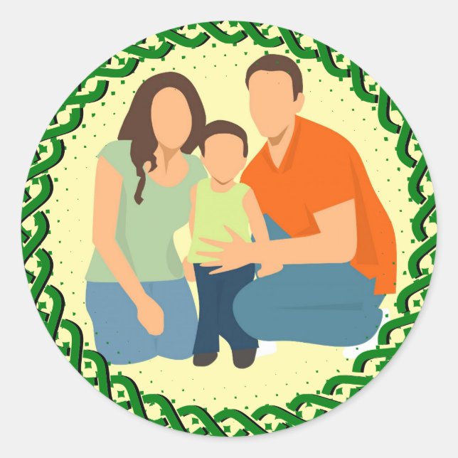 Celtic Knot Green Frame Runder Aufkleber (Vorderseite)
