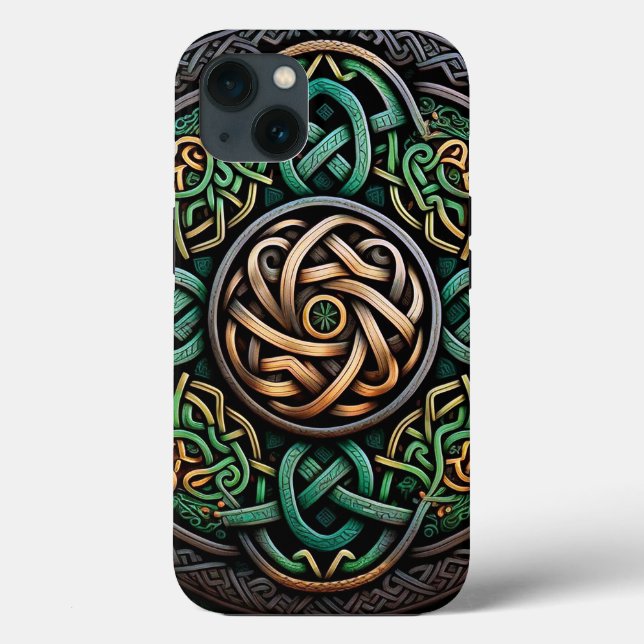Celtic Knot Green Gold Knüpfarbeit Case-Mate iPhone Hülle (Rückseite)