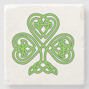 Celtic Knot Green Kleeblatt Steinuntersetzer
