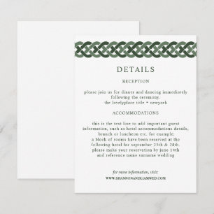 Celtic Knot Green Wedding Information Guest Begleitkarte