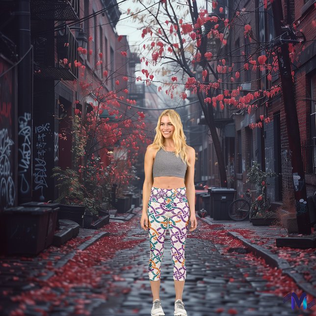 Celtic Knot Harmony - Vibranly Green & Lila Capri Leggings (Von Creator hochgeladen)