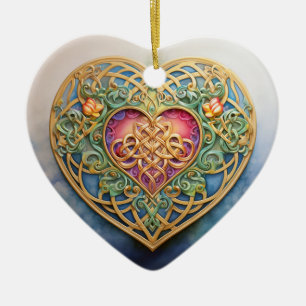 Celtic Knot Heart Keramik Ornament