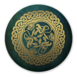 Celtic Knot Hunde Dunkel waschen grün Keramikknauf
