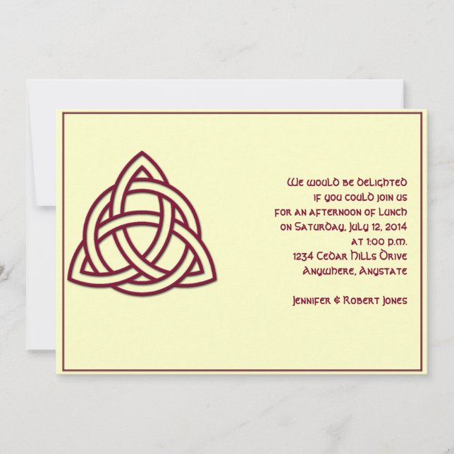 Celtic Knot in Burgandy und Mythic Ivory Party Einladung (Vorderseite)