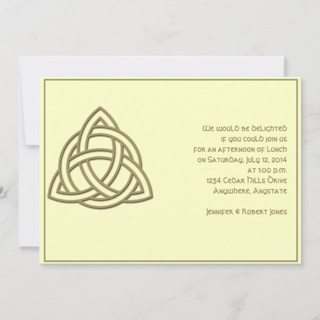 Celtic Knot in Harvest Gold und Mythic Ivory Party Einladung (Vorderseite)