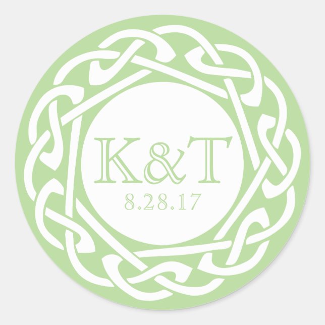 Celtic Knot Initials - Jade Runder Aufkleber (Vorderseite)