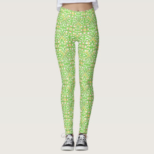 Celtic Knot Irish Braid Hübsch Green Cream Muster Leggings
