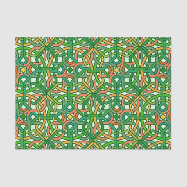 Celtic Knot Irish Braid Muster Green Hübsch Seidenpapier (Vorderseite)