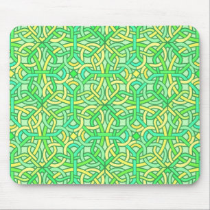 Celtic Knot Irish Braid Muster Green Yellow Mousepad