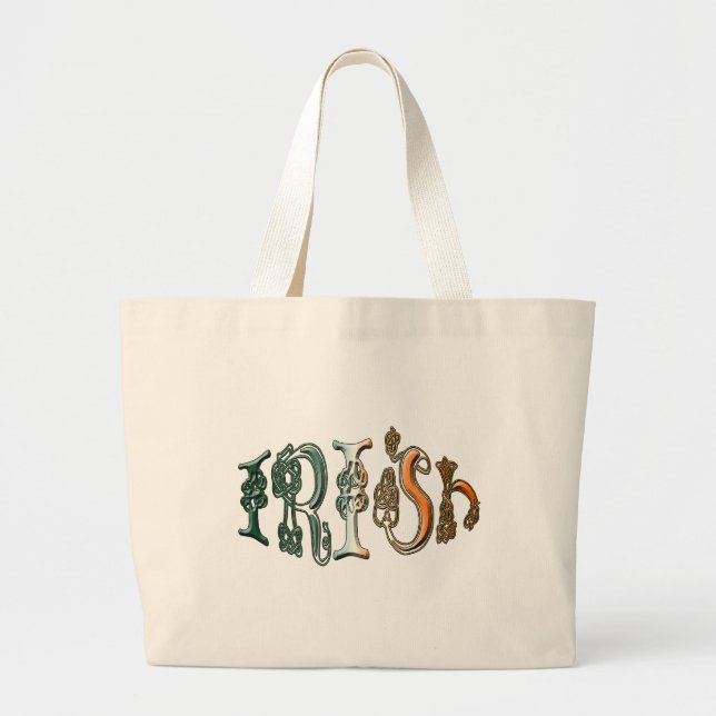 Celtic Knot Irish Flag Farben Designer Bag Jumbo Stoffbeutel (Vorne)