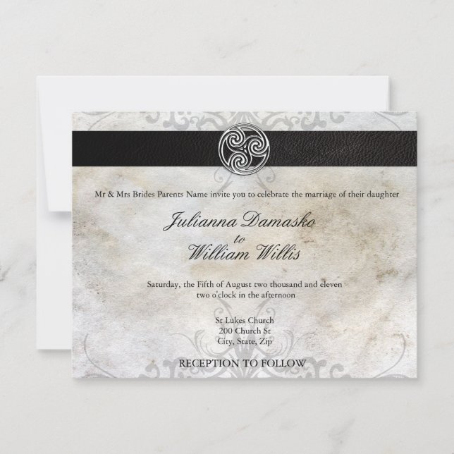 Celtic Knot Irish Gaelic Wedding Einladung (Vorderseite)