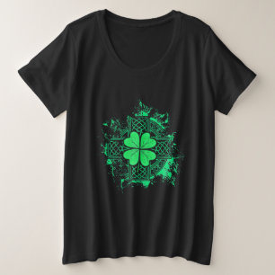 Celtic Knot Irish Kleeblatt Drei Leaf Klee Große Größe T-Shirt
