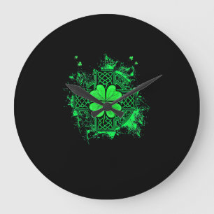Celtic Knot Irish Kleeblatt Three Leaf Clover St P Große Wanduhr