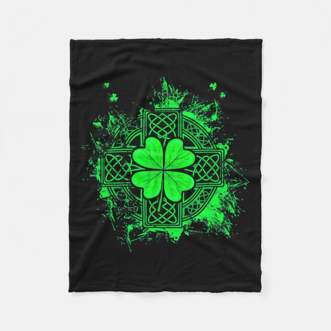 Celtic Knot Irish Shamrock Three Leaf Clover St Pa Fleecedecke (Vorderseite)